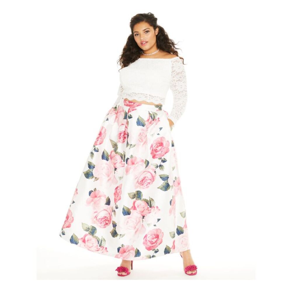 TEEZE ME Womens Crop Top White Lace Long Sleeve Off Shoulder Juniors 20\21 - Picture 1 of 4